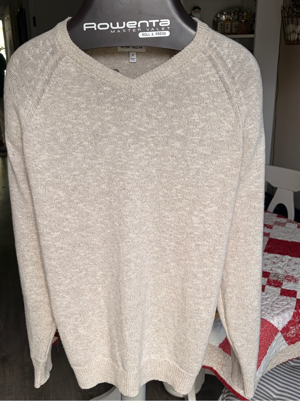 Peter Millar Men's V-Neck Sweater in Oatmeal Heather